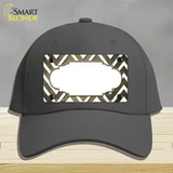 Gold White Chevron Scallop Oil Rubbed Novelty License Plate Hat Cotton / Charcoal