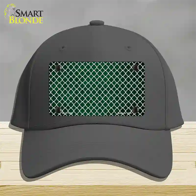 Green White Quatrefoil Oil Rubbed Novelty License Plate Hat Cotton / Charcoal