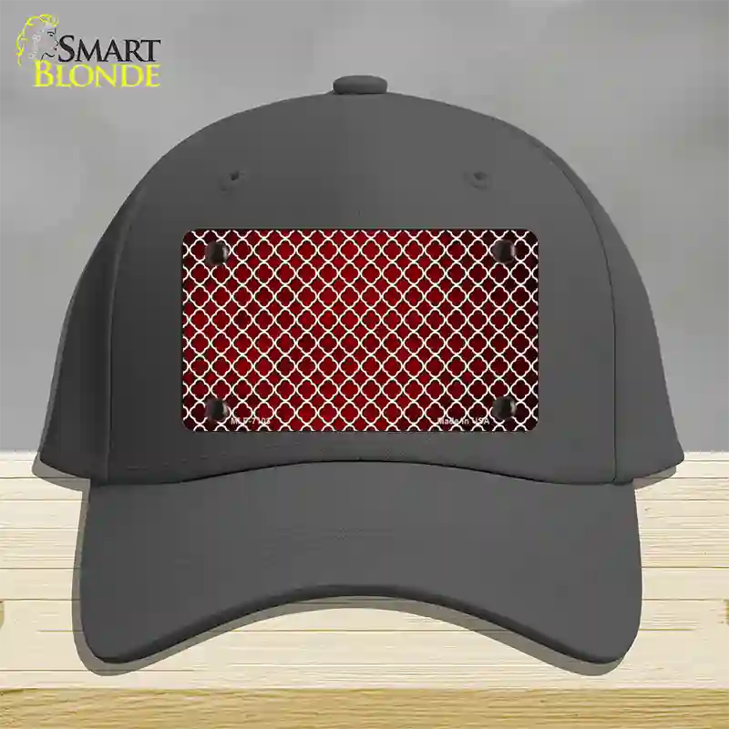 Red White Quatrefoil Oil Rubbed Novelty License Plate Hat Cotton / Charcoal