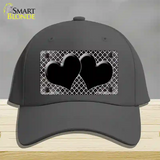 Black White Quatrefoil Hearts Oil Rubbed Novelty License Plate Hat Cotton / Charcoal