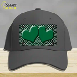 Green White Quatrefoil Hearts Oil Rubbed Novelty License Plate Hat Cotton / Charcoal