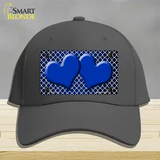 Blue White Quatrefoil Hearts Oil Rubbed Novelty License Plate Hat Cotton / Charcoal