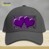 Purple White Quatrefoil Hearts Oil Rubbed Novelty License Plate Hat Cotton / Charcoal