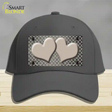 Tan White Quatrefoil Hearts Oil Rubbed Novelty License Plate Hat Cotton / Charcoal