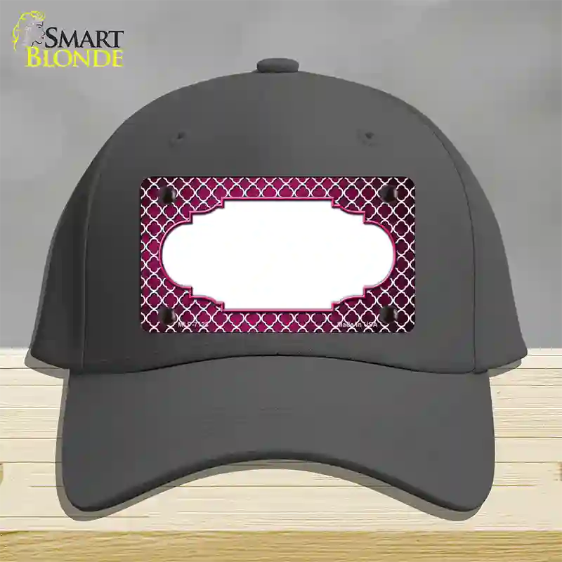 Pink White Quatrefoil Scallop Oil Rubbed Novelty License Plate Hat Cotton / Charcoal