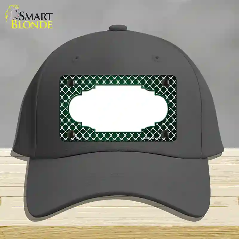 Green White Quatrefoil Scallop Oil Rubbed Novelty License Plate Hat Cotton / Charcoal