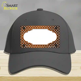 Orange White Quatrefoil Scallop Oil Rubbed Novelty License Plate Hat Cotton / Charcoal