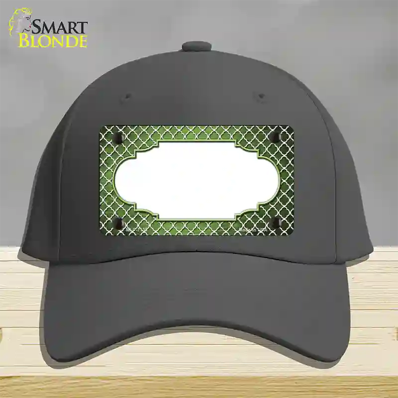 Lime Green White Quatrefoil Scallop Oil Rubbed Novelty License Plate Hat Cotton / Charcoal