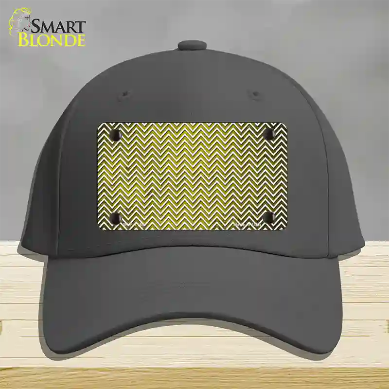 Yellow White Small Chevron Oil Rubbed Novelty License Plate Hat Cotton / Charcoal