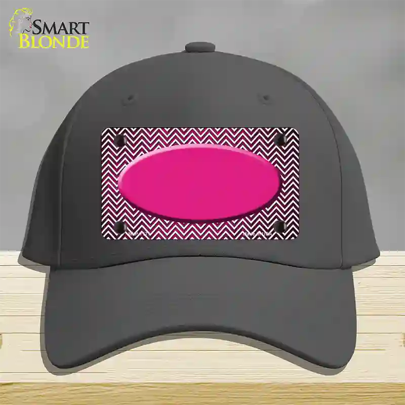 Pink White Small Chevron Oval Oil Rubbed Novelty License Plate Hat Cotton / Charcoal