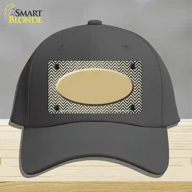 Gold White Small Chevron Oval Oil Rubbed Novelty License Plate Hat Cotton / Charcoal