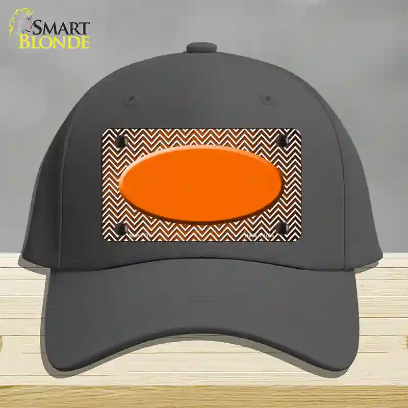 Orange White Small Chevron Oval Oil Rubbed Novelty License Plate Hat Cotton / Charcoal