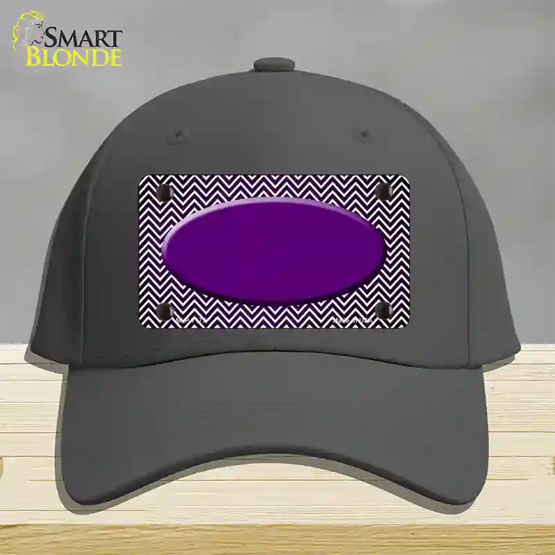 Purple White Small Chevron Oval Oil Rubbed Novelty License Plate Hat Cotton / Charcoal