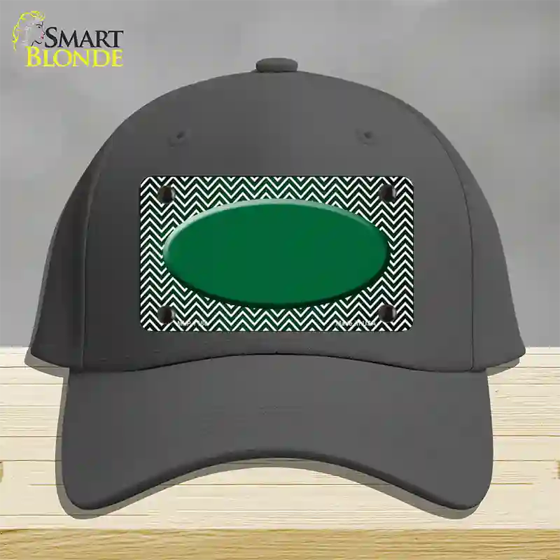 Green White Small Chevron Oval Oil Rubbed Novelty License Plate Hat Cotton / Charcoal