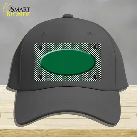 Green White Small Chevron Oval Oil Rubbed Novelty License Plate Hat Cotton / Charcoal