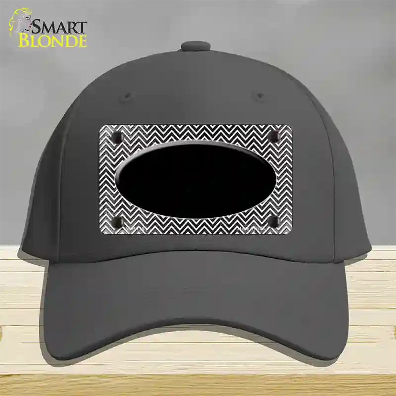 Black White Small Chevron Oval Oil Rubbed Novelty License Plate Hat Cotton / Charcoal