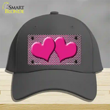 Pink White Small Chevron Hearts Oil Rubbed Novelty License Plate Hat Cotton / Charcoal