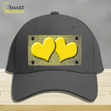 Yellow White Small Chevron Hearts Oil Rubbed Novelty License Plate Hat Cotton / Charcoal