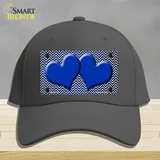 Blue White Small Chevron Hearts Oil Rubbed Novelty License Plate Hat Cotton / Charcoal