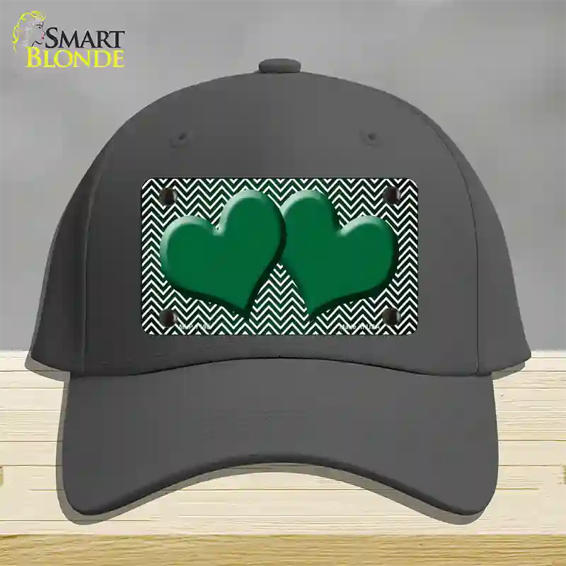 Green White Small Chevron Hearts Oil Rubbed Novelty License Plate Hat Cotton / Charcoal