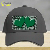 Green White Small Chevron Hearts Oil Rubbed Novelty License Plate Hat Cotton / Charcoal