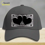 Black White Anchor Hearts Oil Rubbed Novelty License Plate Hat Cotton / Charcoal