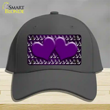 Purple White Anchor Hearts Oil Rubbed Novelty License Plate Hat Cotton / Charcoal