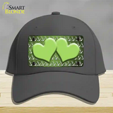 Lime Green White Anchor Hearts Oil Rubbed Novelty License Plate Hat Cotton / Charcoal