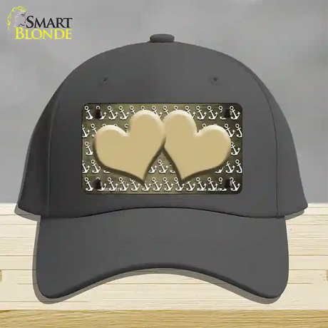 Gold White Anchor Hearts Oil Rubbed Novelty License Plate Hat Cotton / Charcoal