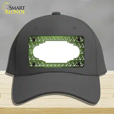 Lime Green White Anchor Scallop Oil Rubbed Novelty License Plate Hat Cotton / Charcoal