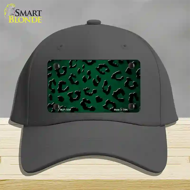 Green Black Cheetah Oil Rubbed Novelty License Plate Hat Cotton / Charcoal