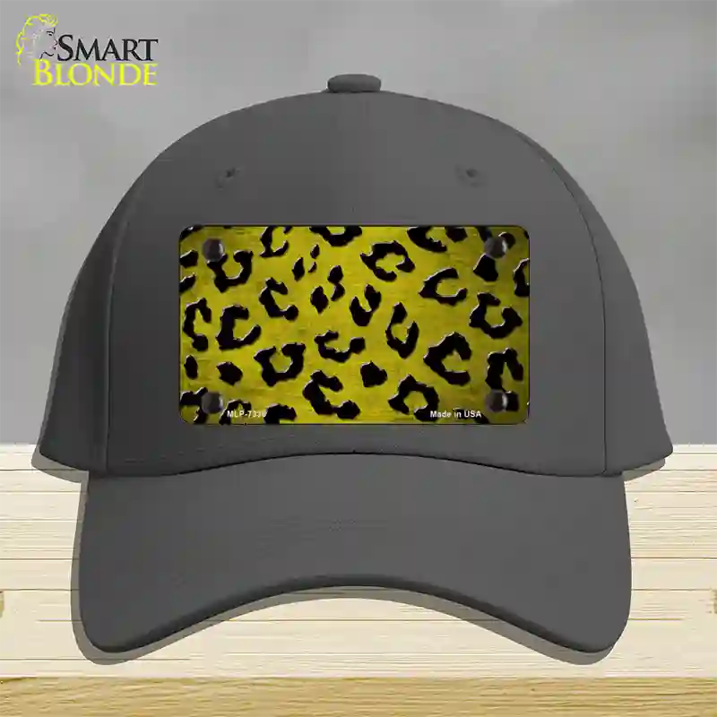 Yellow Black Cheetah Oil Rubbed Novelty License Plate Hat Cotton / Charcoal