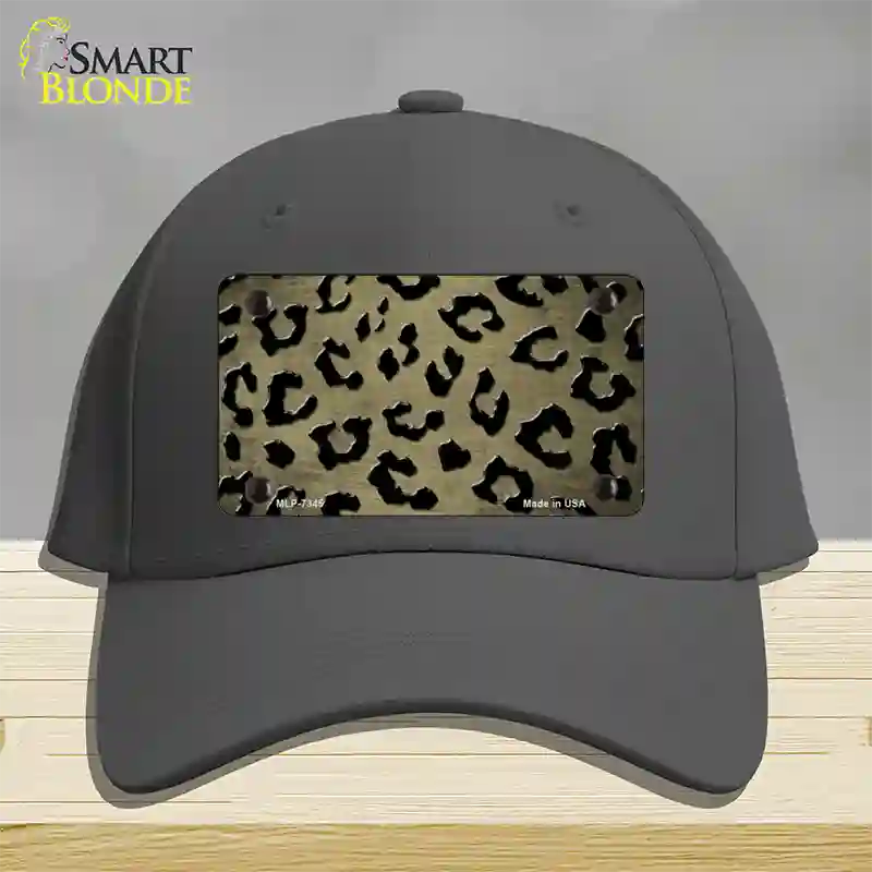 Gold Black Cheetah Oil Rubbed Novelty License Plate Hat Cotton / Charcoal