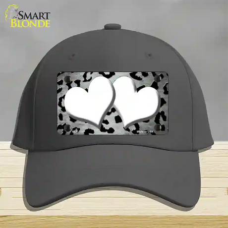 White Black Cheetah Hearts Oil Rubbed Novelty License Plate Hat Cotton / Charcoal