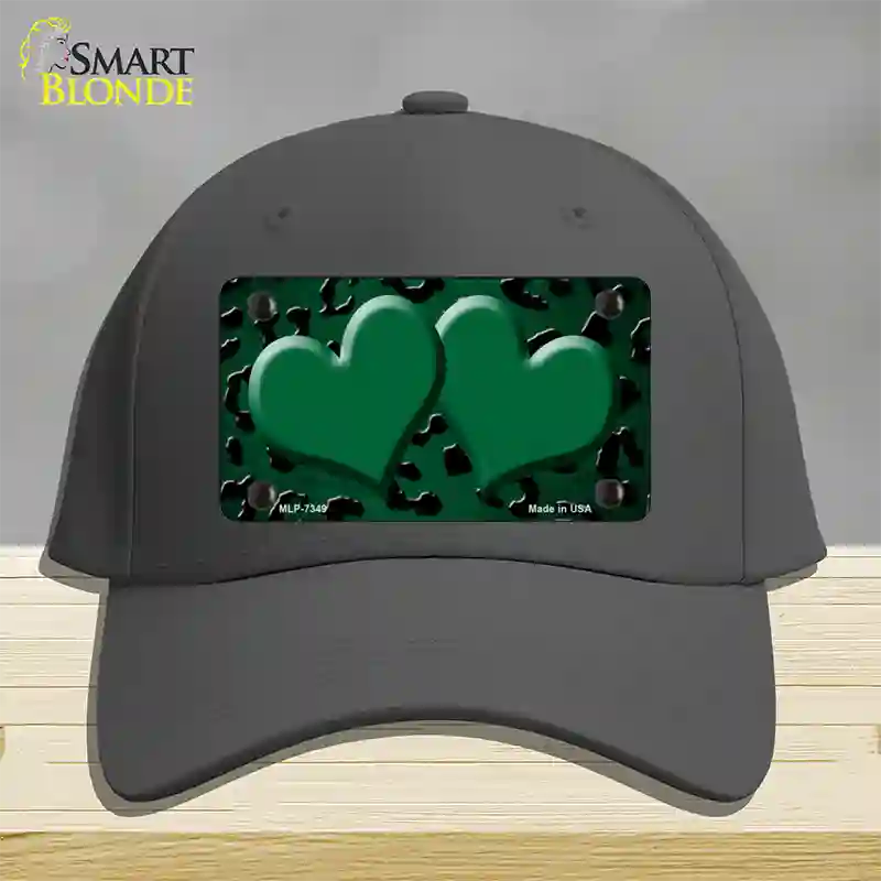 Green Black Cheetah Hearts Oil Rubbed Novelty License Plate Hat Cotton / Charcoal