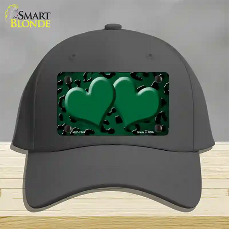 Green Black Cheetah Hearts Oil Rubbed Novelty License Plate Hat Cotton / Charcoal