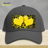 Yellow Black Cheetah Hearts Oil Rubbed Novelty License Plate Hat Cotton / Charcoal