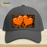 Orange Black Cheetah Hearts Oil Rubbed Novelty License Plate Hat Cotton / Charcoal