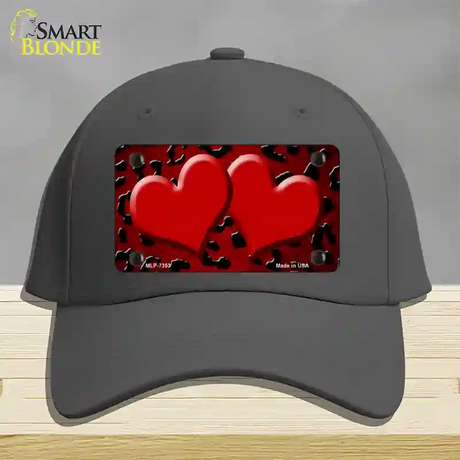 Red Black Cheetah Hearts Oil Rubbed Novelty License Plate Hat Cotton / Charcoal