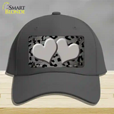 Gray Black Cheetah Hearts Oil Rubbed Novelty License Plate Hat Cotton / Charcoal