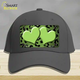 Lime Green Black Cheetah Hearts Oil Rubbed Novelty License Plate Hat Cotton / Charcoal