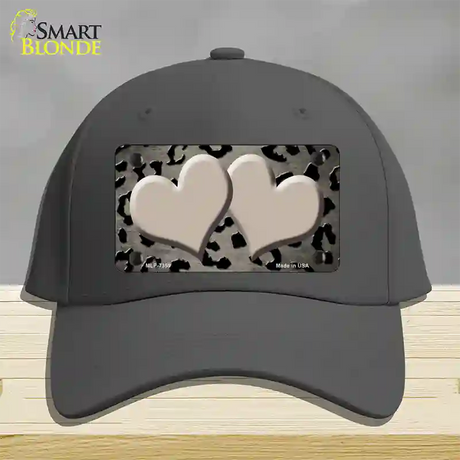 Tan Black Cheetah Hearts Oil Rubbed Novelty License Plate Hat Cotton / Charcoal