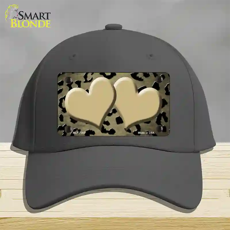 Gold Black Cheetah Hearts Oil Rubbed Novelty License Plate Hat Cotton / Charcoal