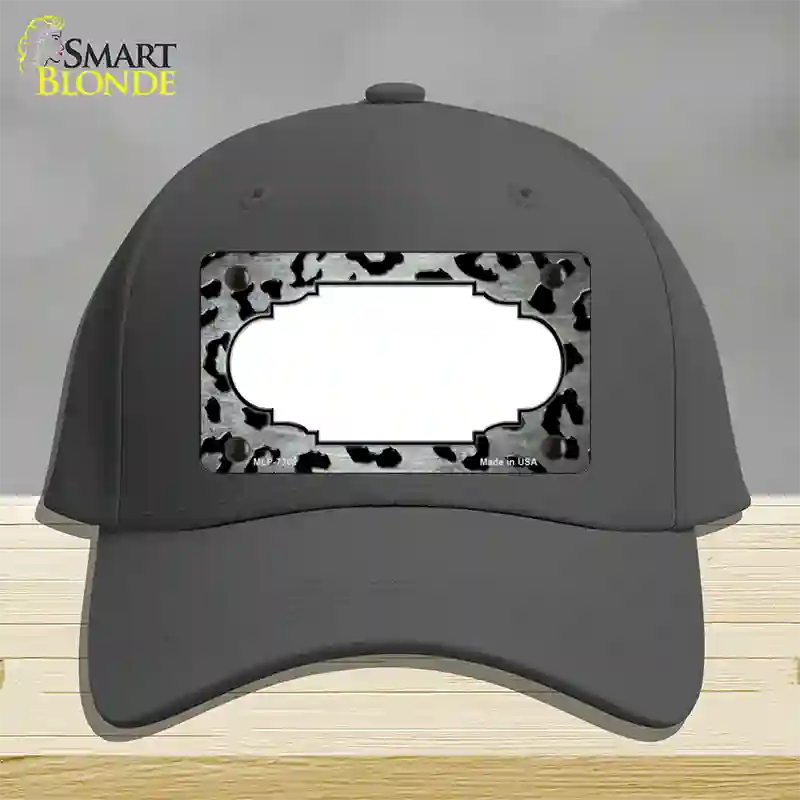 White Black Cheetah Scallop Oil Rubbed Novelty License Plate Hat Cotton / Charcoal