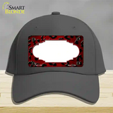 Red Black Cheetah Scallop Oil Rubbed Novelty License Plate Hat Cotton / Charcoal