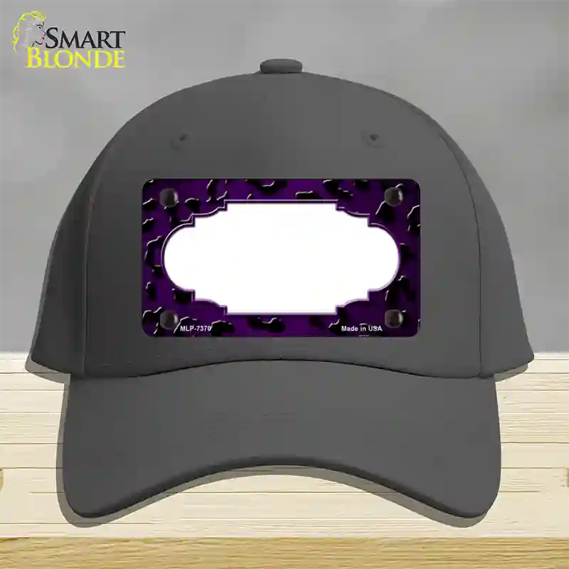 Purple Black Cheetah Scallop Oil Rubbed Novelty License Plate Hat Cotton / Charcoal