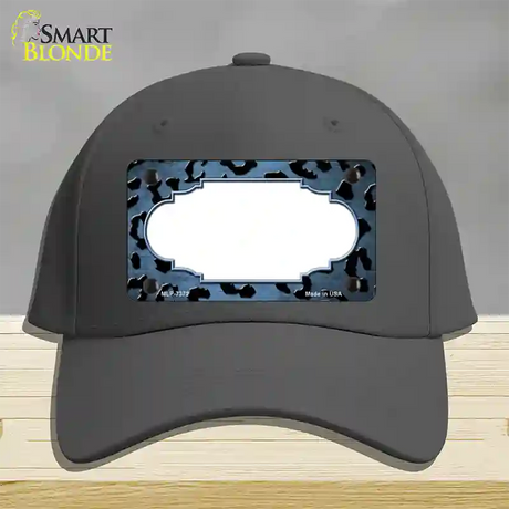 Light Blue Black Cheetah Scallop Oil Rubbed Novelty License Plate Hat Cotton / Charcoal