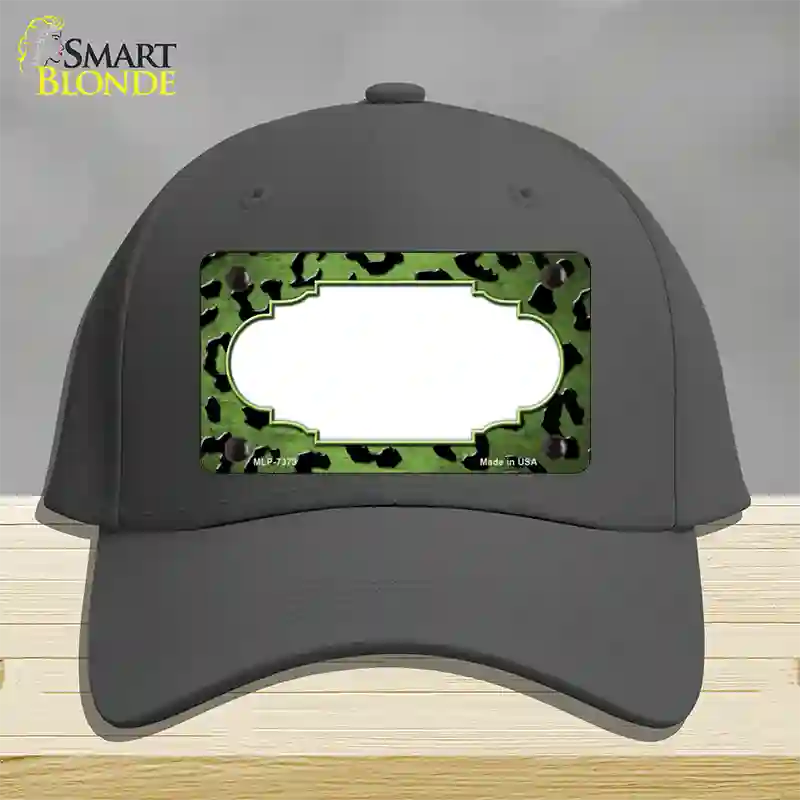 Lime Green Black Cheetah Scallop Oil Rubbed Novelty License Plate Hat Cotton / Charcoal