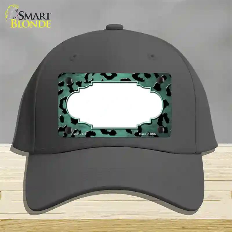 Mint Black Cheetah Scallop Oil Rubbed Novelty License Plate Hat Cotton / Charcoal