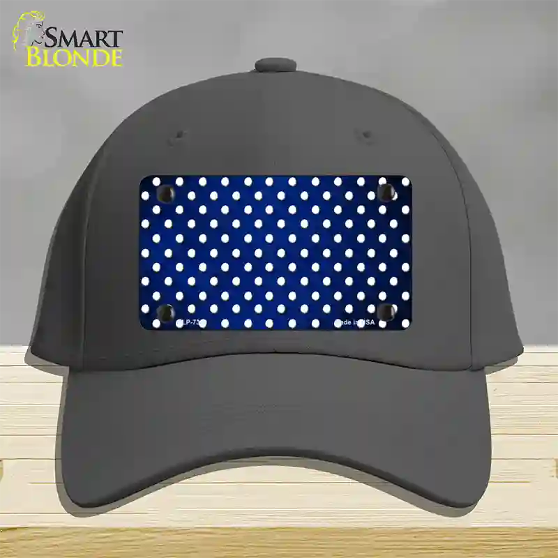 Blue White Small Dots Oil Rubbed Novelty License Plate Hat Cotton / Charcoal